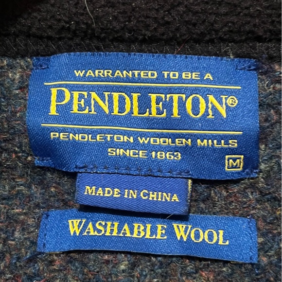 Pendleton Sweater Mens Medium Full Zip Washable Wool Knit Warm Comfort - Picture 7 of 9